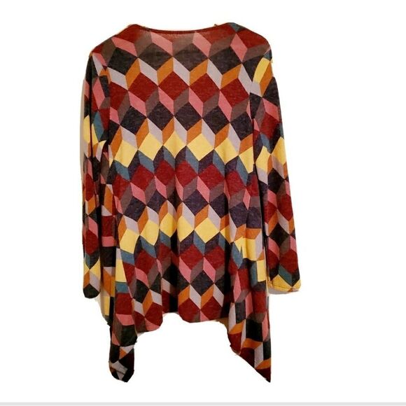 Multi-colored Geometrical Pattern Open Cardigan Size Small - Picture 3 of 10